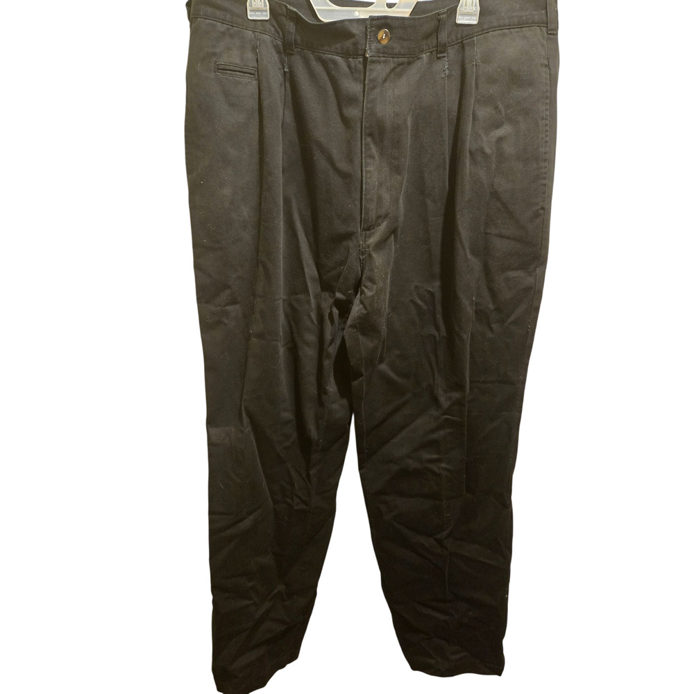 Bugle Boy Pants Mens 34 Black Pleated Front Relaxed Dress Trousers Classic